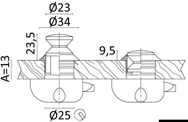 Chromed brass knob 16 mm