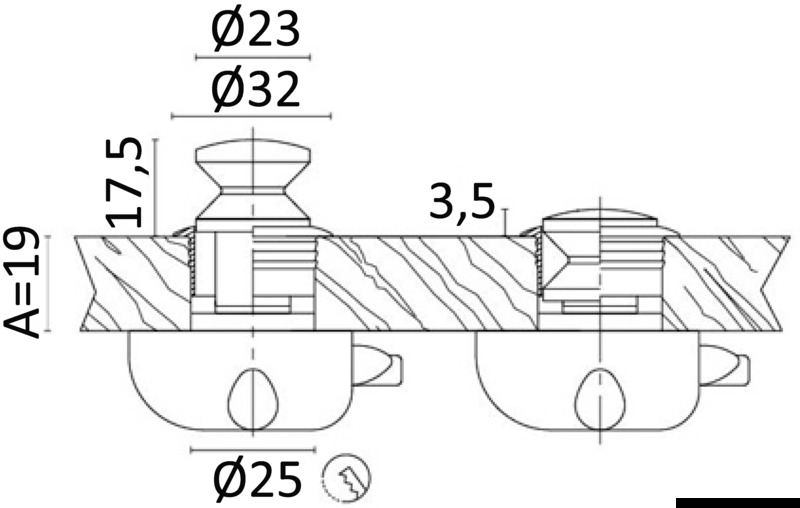 Chromed brass knob 19 mm