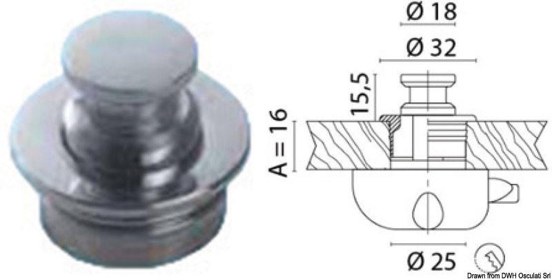 Chromed brass knob 16 mm