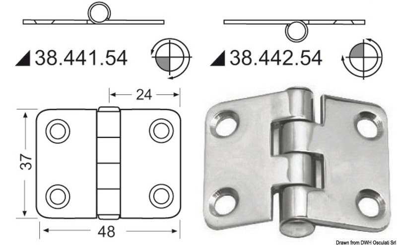 Hinge standard pin 48x37 mm