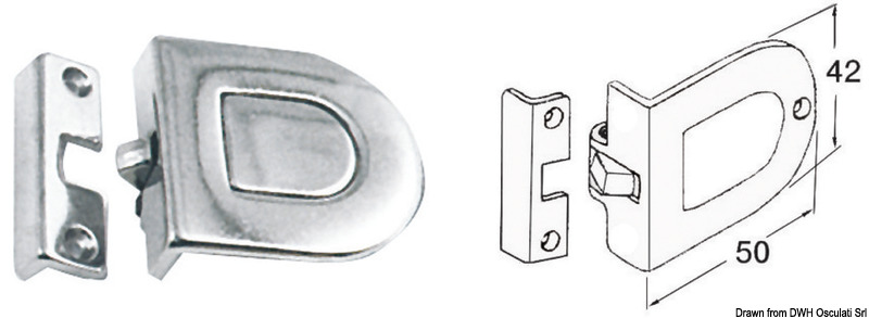 Chromed brass latch w/pressure opening