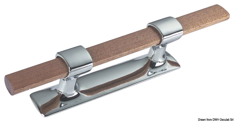 Cleat chromed brass and mahogany 260 mm