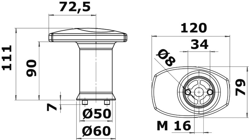 Single mushroom pushbutton f. modular system