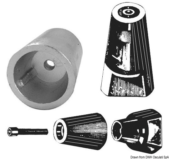 Ogive shaft anode w/aluminium plate 35 mm