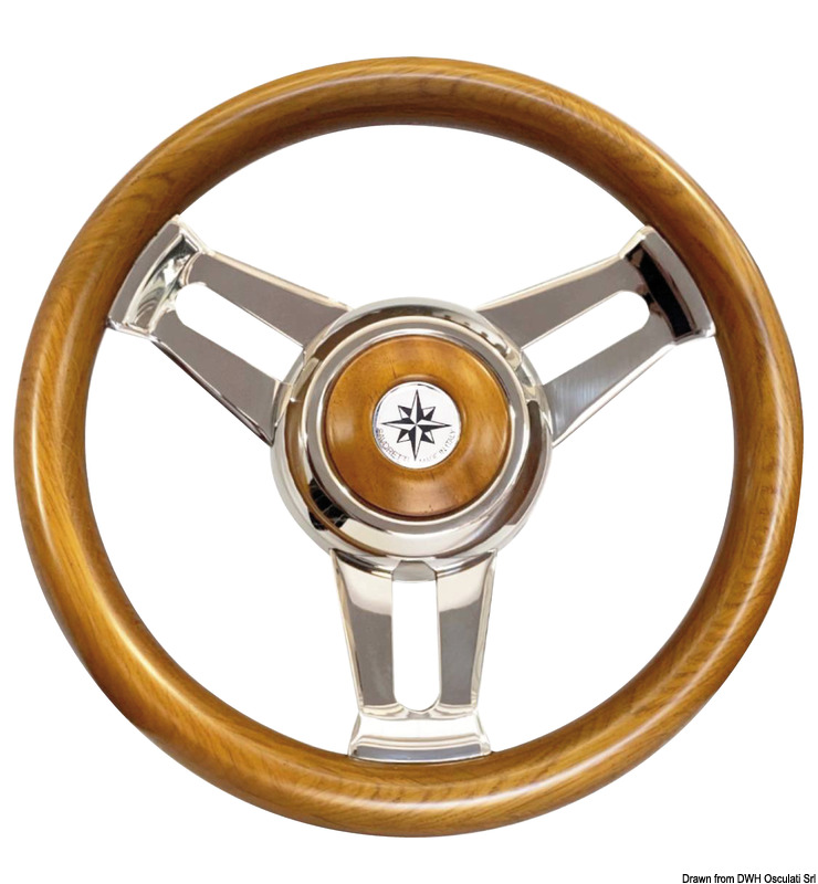 Teak steering wheel w/SS spikes Ø 350mm