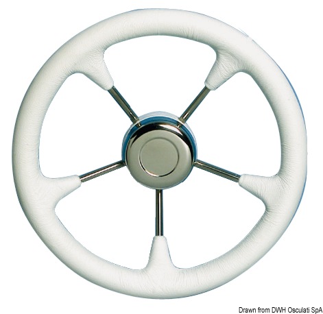 Polyurethane steer. wheel SS spokes Ø 280 mm white