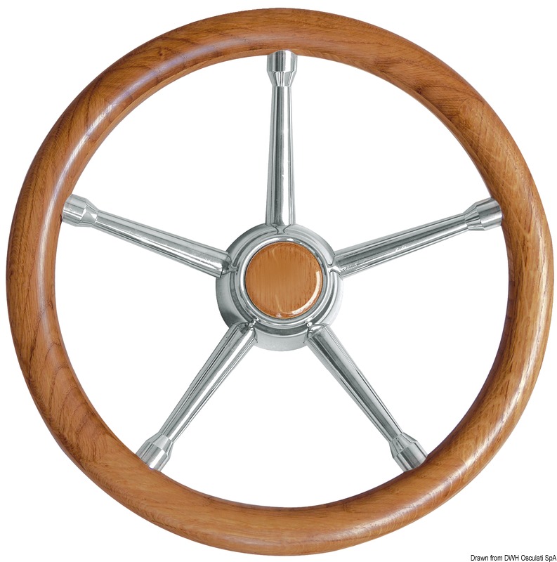 A soft polyurethane steering wheel teak/SS 350mm