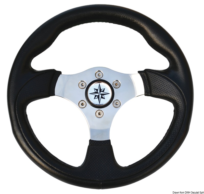 Tender steering wheel black/polished SS Ø 300 mm