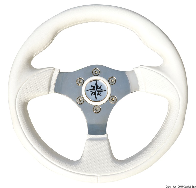 Tender steering wheel white/polished SS Ø 300 mm