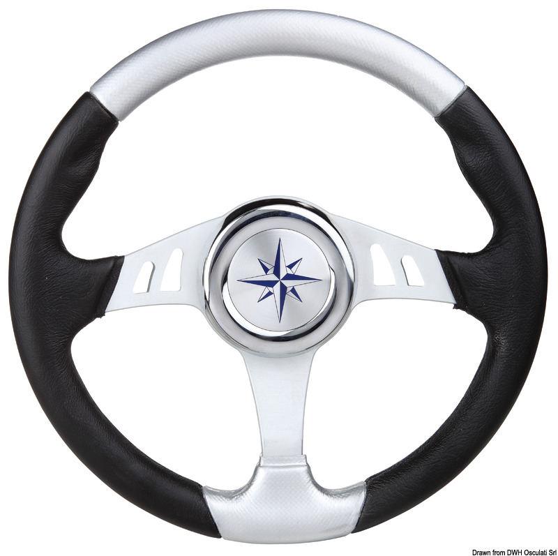 Steering wheel black/silver 350 mm