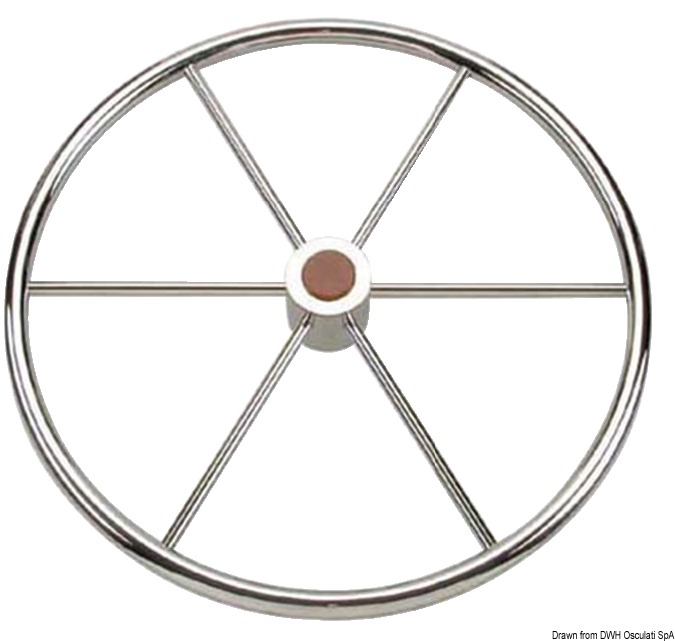 Polished SS 6-spoke steering wheel 600 mm