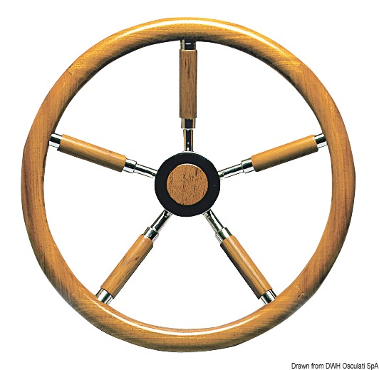SS steering wheel w/teak external rim 500 mm