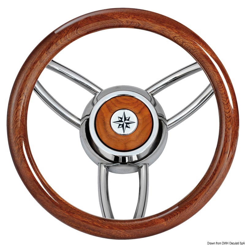 Blitz steering wheel w/polished mahogany outerring