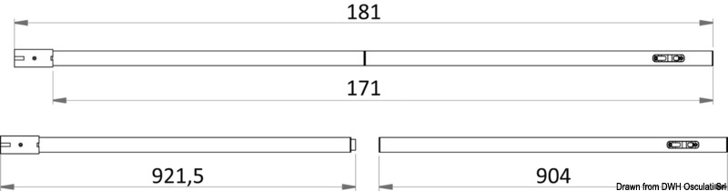Removable carbon pole f.bimini top 90/181 cm