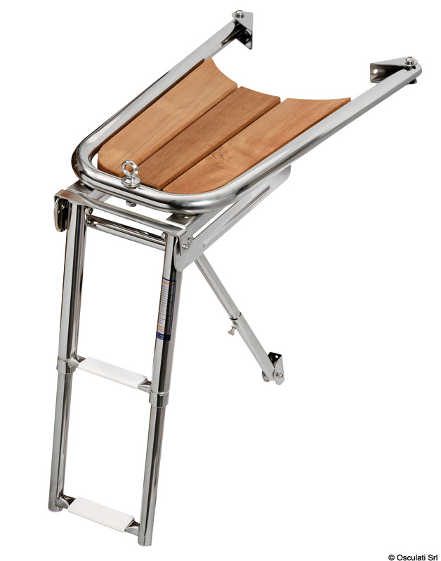 Dolphin striker AISI 316/teak w/2-step ladder