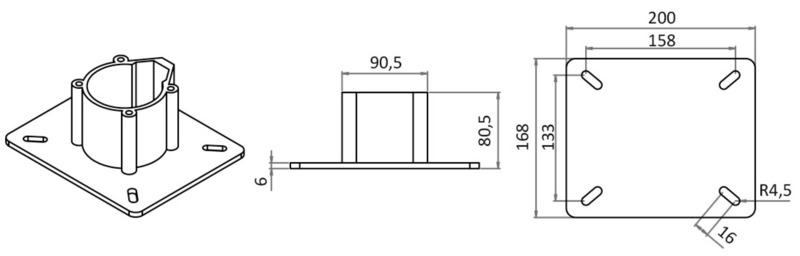 Swivel pedestal fixed polished 30 cm