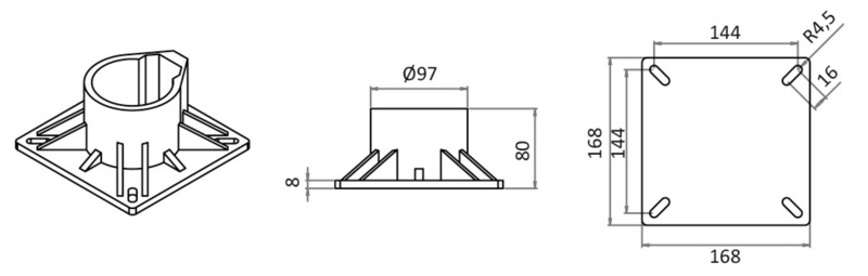 Swivel pedestal nylon fixed polished 30 cm