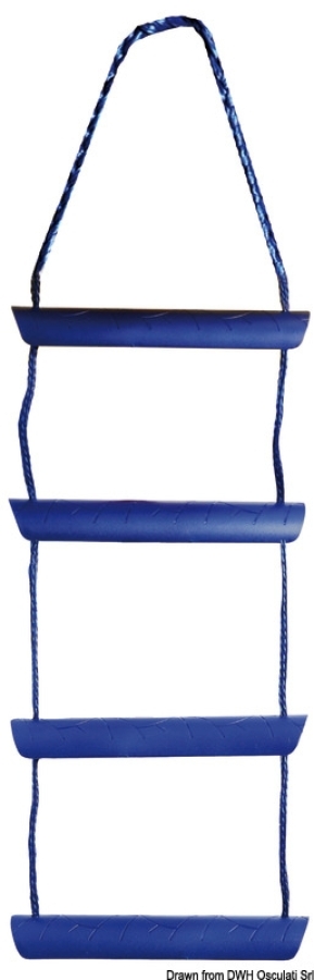 Blue nylon cord ladder, 4 polycarbonate steps