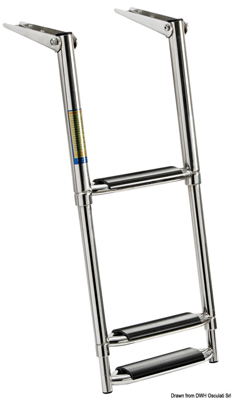 Telescopic large ladder AISI316 black 3 steps