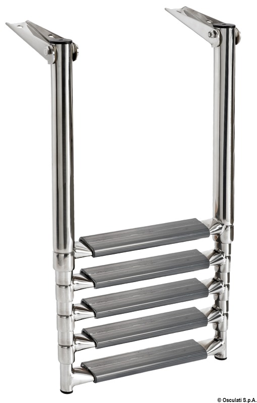 5-step telescopic ladder for platforms oval tubes