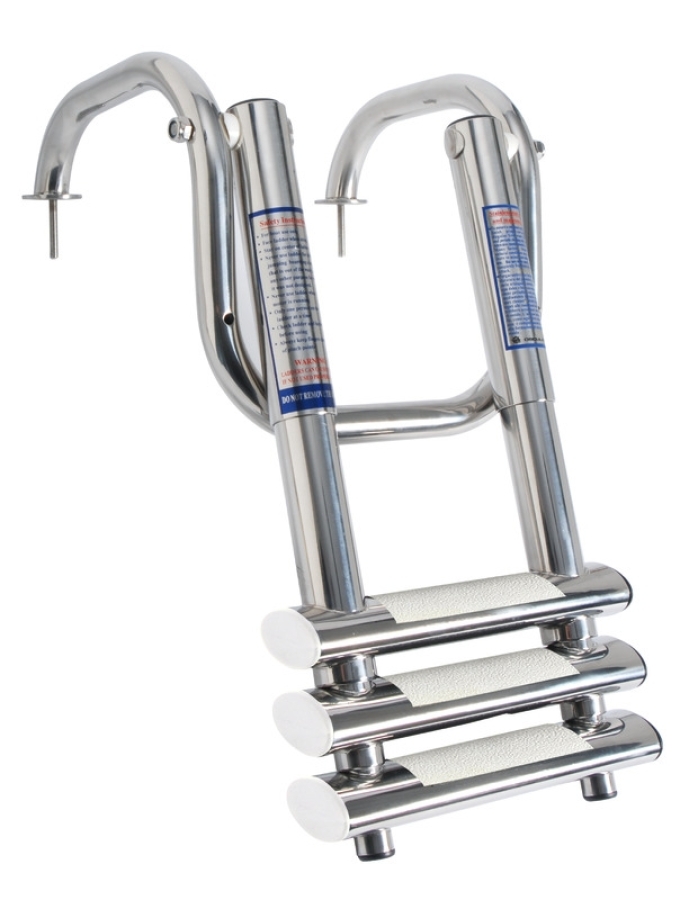 Very compact telescopic ladder with handles for gangplanks 3 steps - S.S. AISI316