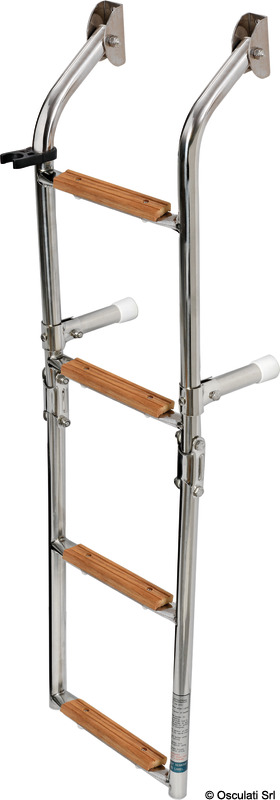 Ladder 4 steps AISI316 + Iroko
