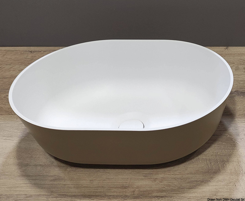 Countertop semi-oval sink Ocritech white/beige 350x260 mm