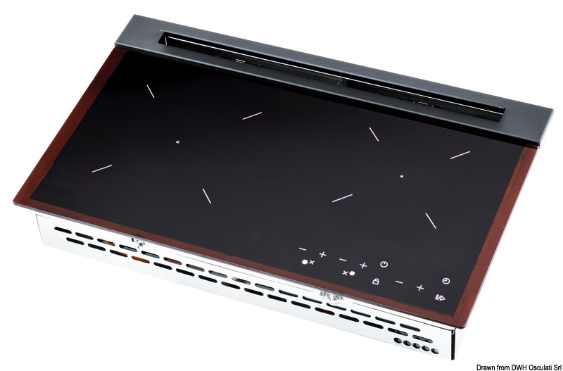 Gas hob w/glass top 2 burners 15 W