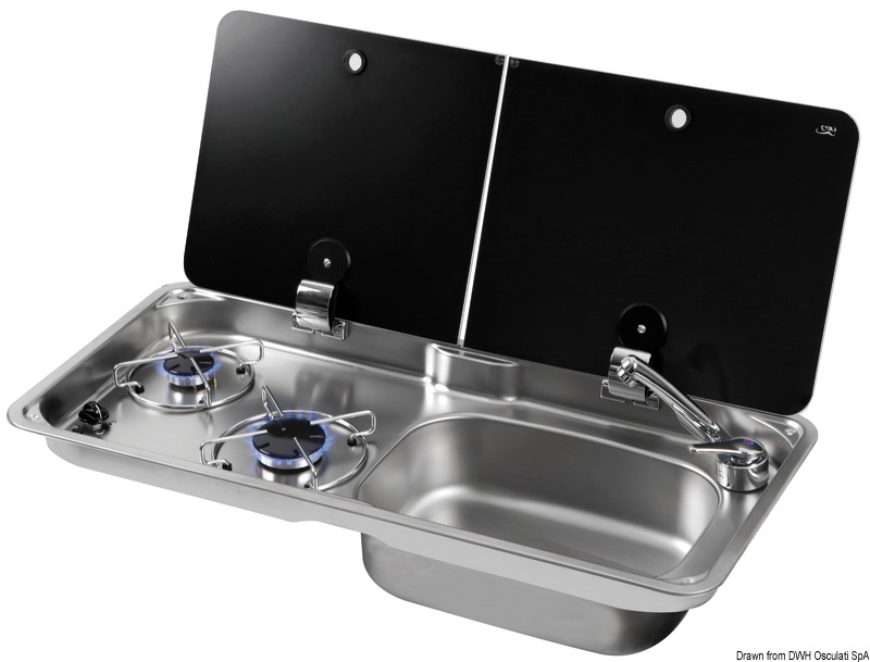 2-burner right hob w/tinted glass cover