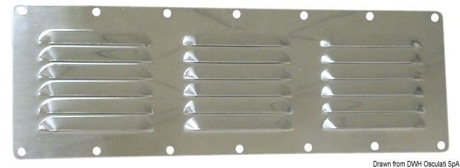 Louvred vent polished SS + fly screen 115x127 mm