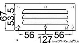 Louvred vent polished SS + fly screen 67x127 mm