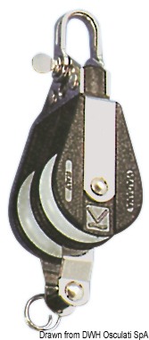 Plastinox block 2pulleys shackle and becket 10x45