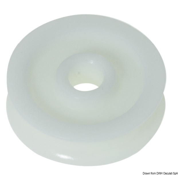 Delrin pulley 34 mm for lines Ø 12 mm white