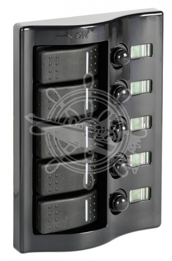 Switch panel with 5 switches  and automatic  fuses 2x3A + 1x6A + 1x8A + 1x10A 165x115mm IP65