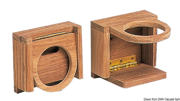 Teak wall glass holder