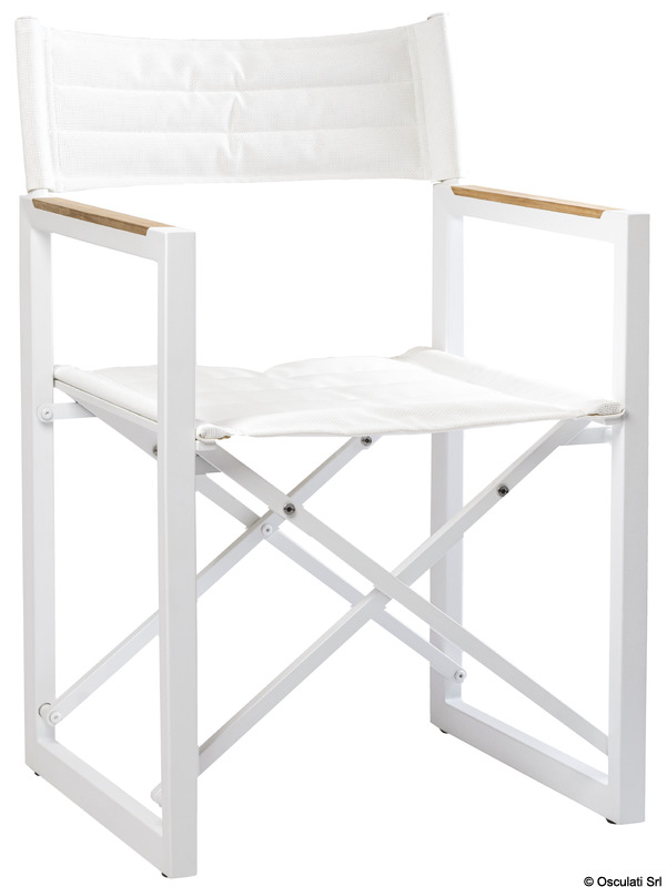 Teak aluminium folding chair The Square white