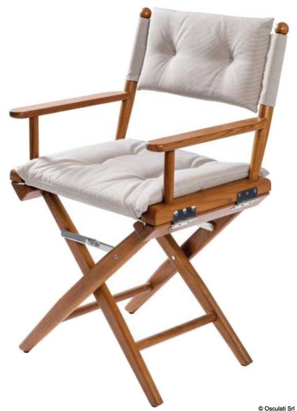 Teak folding chair sand padded fabric