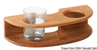 Wall mounting teak 2-glass holder