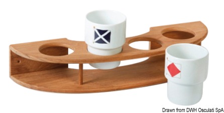 Wall mounting teak 4-glass holder