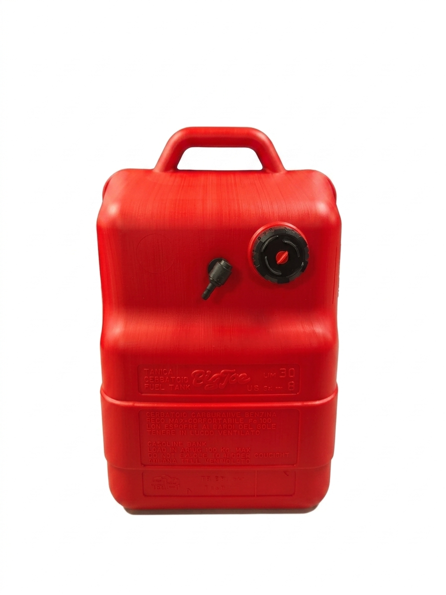 Portable fuel tank 30L, Outlet D.8mm, Size 36x50x24cm, red color