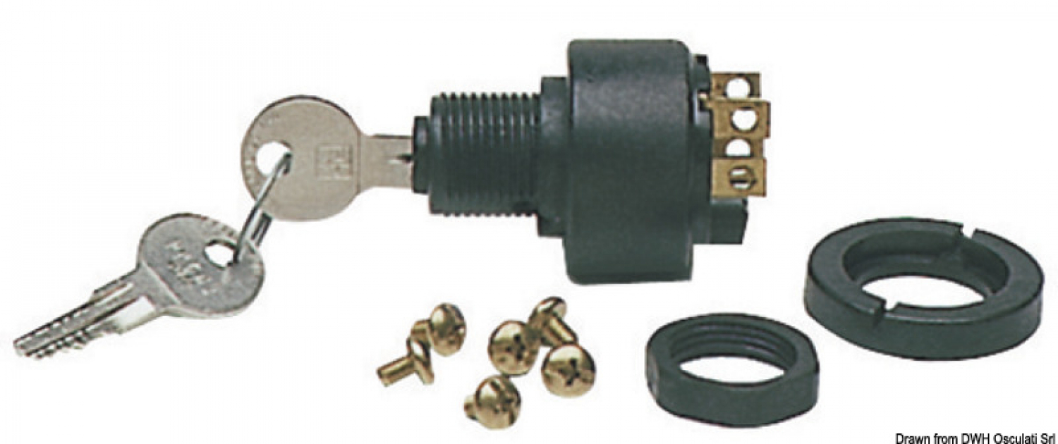 Starting key with pressure starter 6 terminals General 3976 Johnson / evinrude  333931/390133/390129/388175