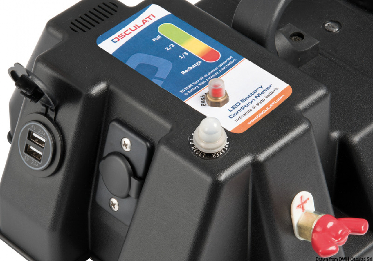 Power Center Deluxe для аккумулятора до 105 Ач, разъем USB 2x2,4 А и 12В-10A разъем 318x175xh257mm