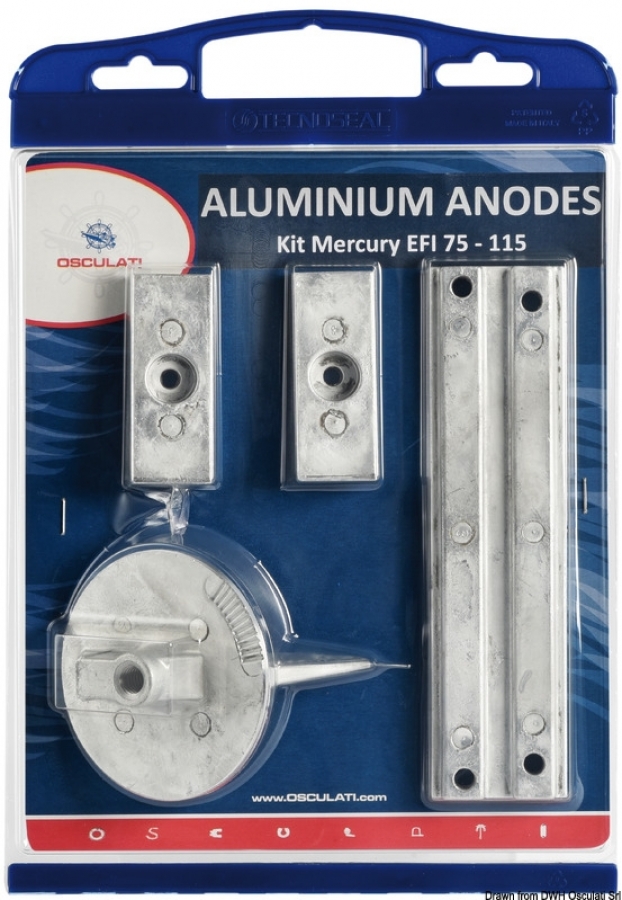 Anode kit for Mercury 75>115 EFI aluminium