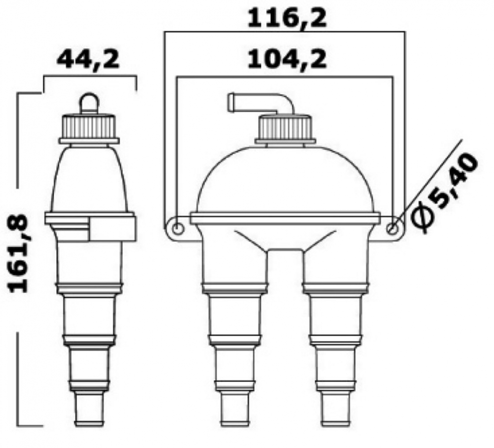 Antisiphon 92x150 mm Ø13 / 19/25/32 mm