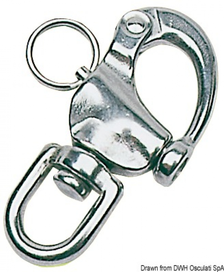 Fast shackle AISI316 L-87 mm with swivel loop for spinnaker AISI316 A-16mm B-16mm
