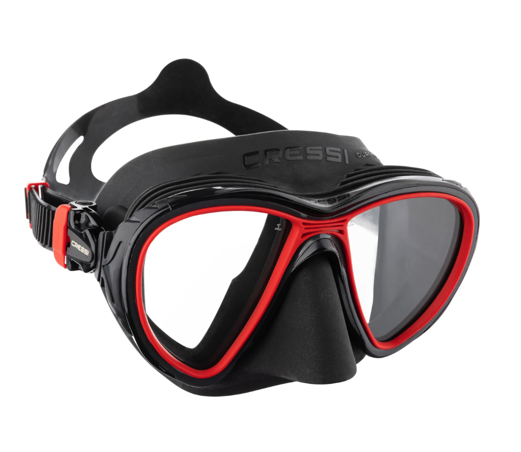 CRESSI Quantum MASK melna-sarkana Pretaizsvīšans tehnoloģija ANTI-FOG -plata izmēra