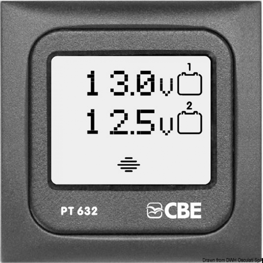 Digital  voltmeter touchscreen to control 2 x 12V batteries.