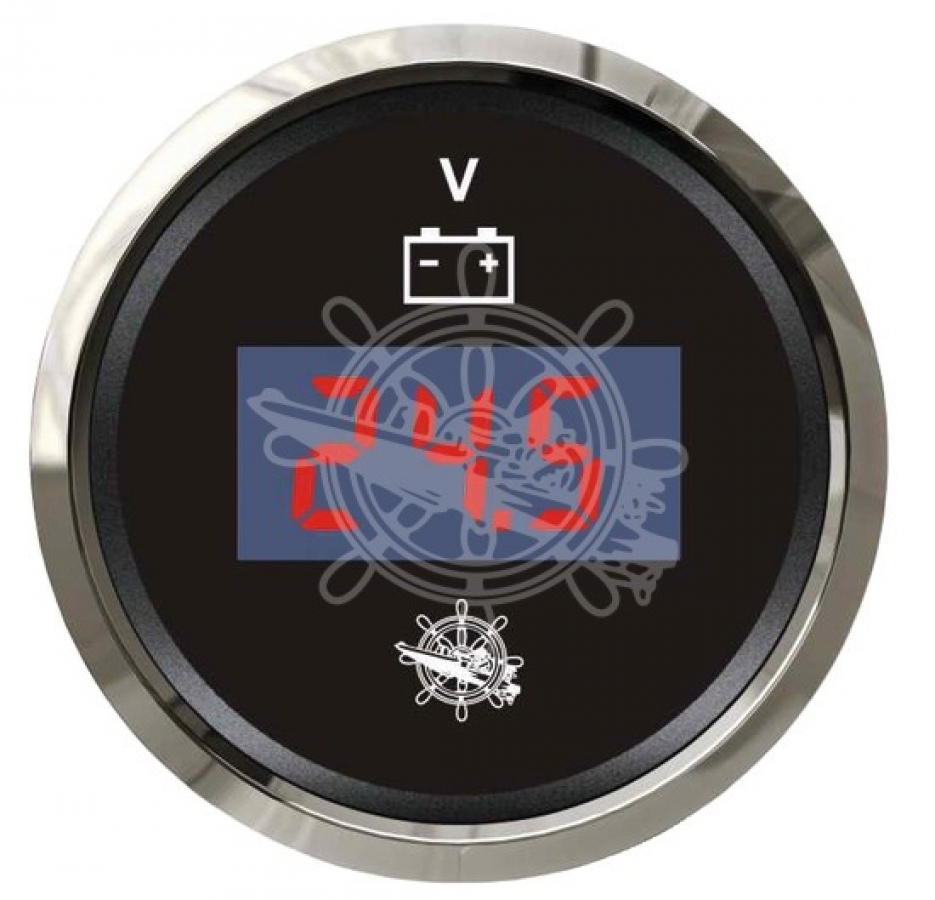 Digital voltmeter 8-32V Black / chrome