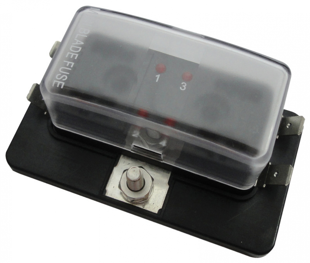 Drošinātaju kaste ar 4 drošinātajiem un LED indikātoriem