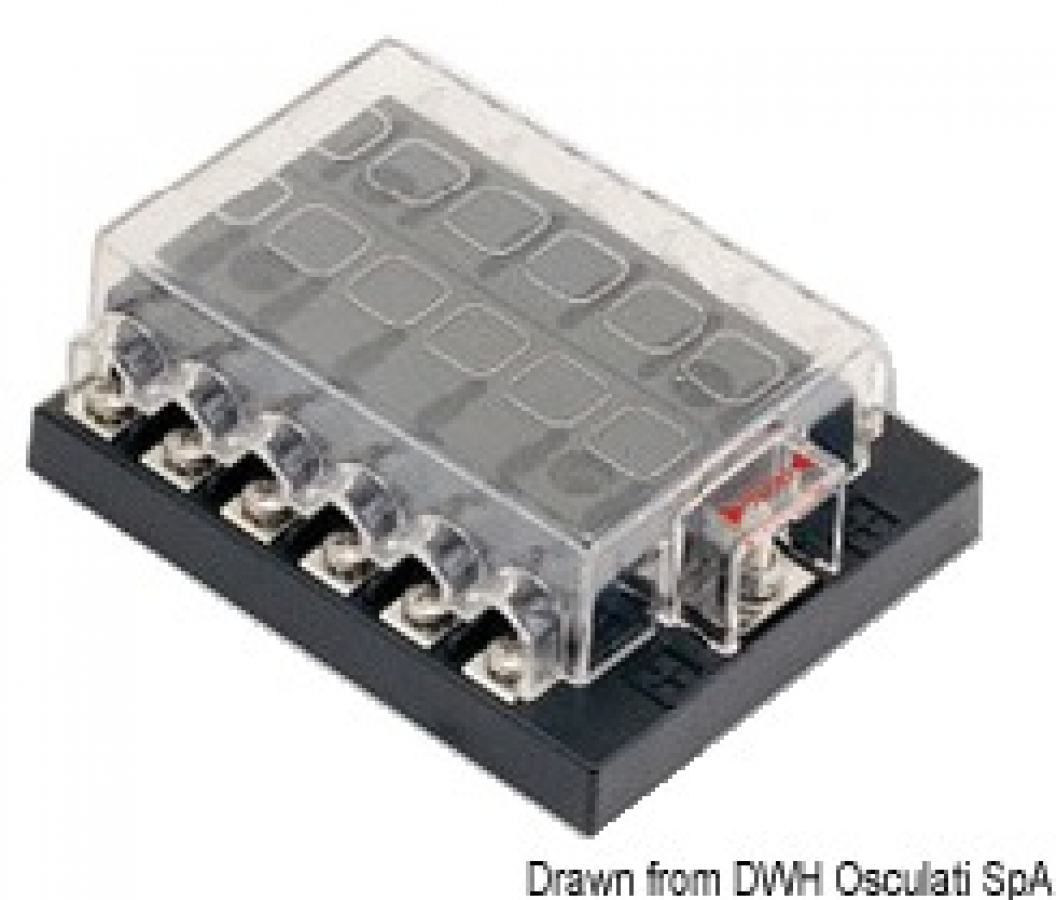 Blade fuse holder box 12 seats 92x116mm